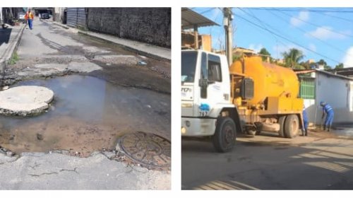 [Após denúncia, Embasa envia equipe técnica para conserto de esgoto estourado na Rua Ana Cristi...]