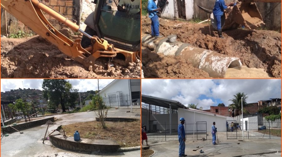 [Obras de drenagem, escoamento de águas fluviais e a intervenção em praça, continuam a todo vapor em Nova Constituinte ]