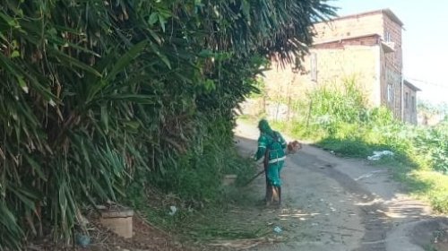 [Trabalhadores de limpeza urbana realizam mutirão de roçagem e capinagem em Pernambués]