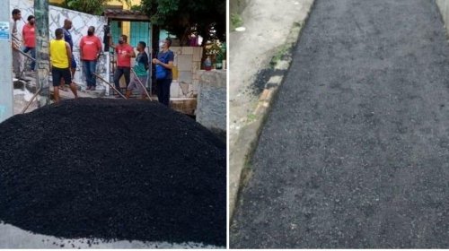 [Movimento Solidário  realiza serviço de recapeamento asfáltica em ruas de Pernambués ]