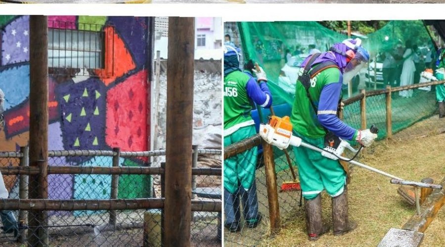 [Tá no Grau: Trabalhadores de limpeza burbana realizam mutirão de higienização em Santa Cruz]