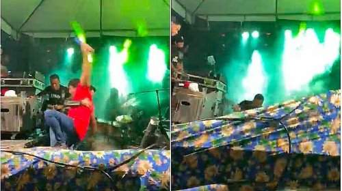 [Palco desaba com banda durante festa junina na Bahia]